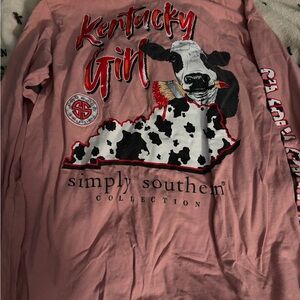 Simply Southern Pink Kentucky Girl Cow Long Sleeve Tee